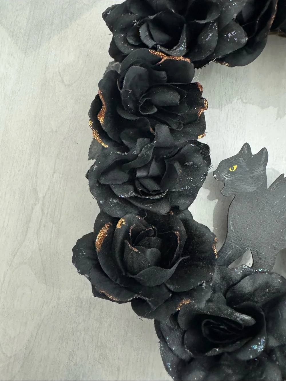 Handmade Black Cat and Spiderweb Halloween Wreath